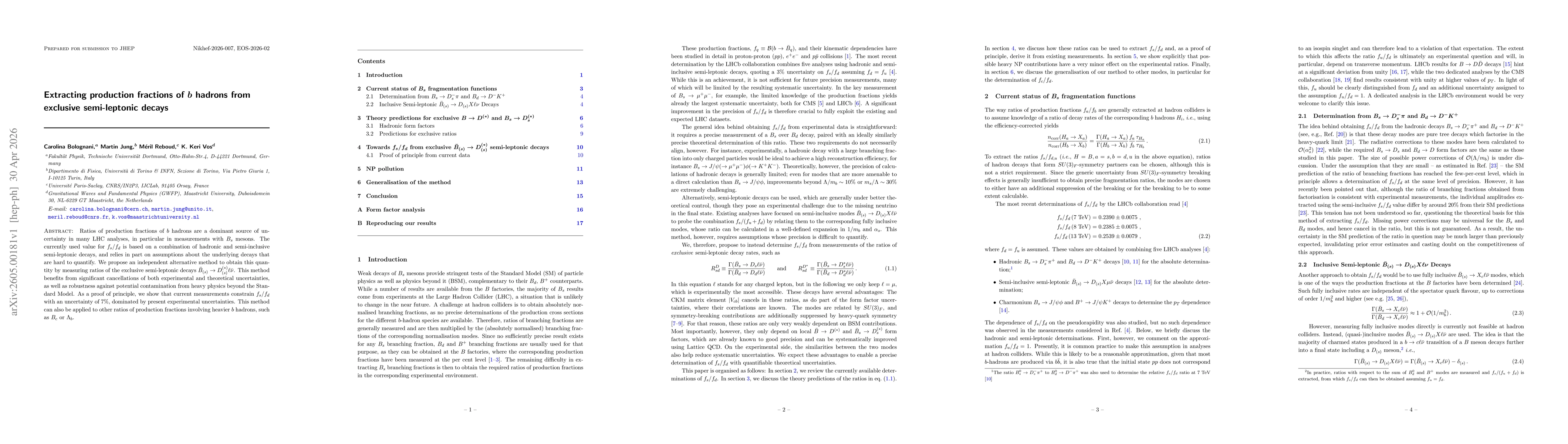Thumbnail for Extracting production fractions of $b$ hadrons from exclusive semi-leptonic decays