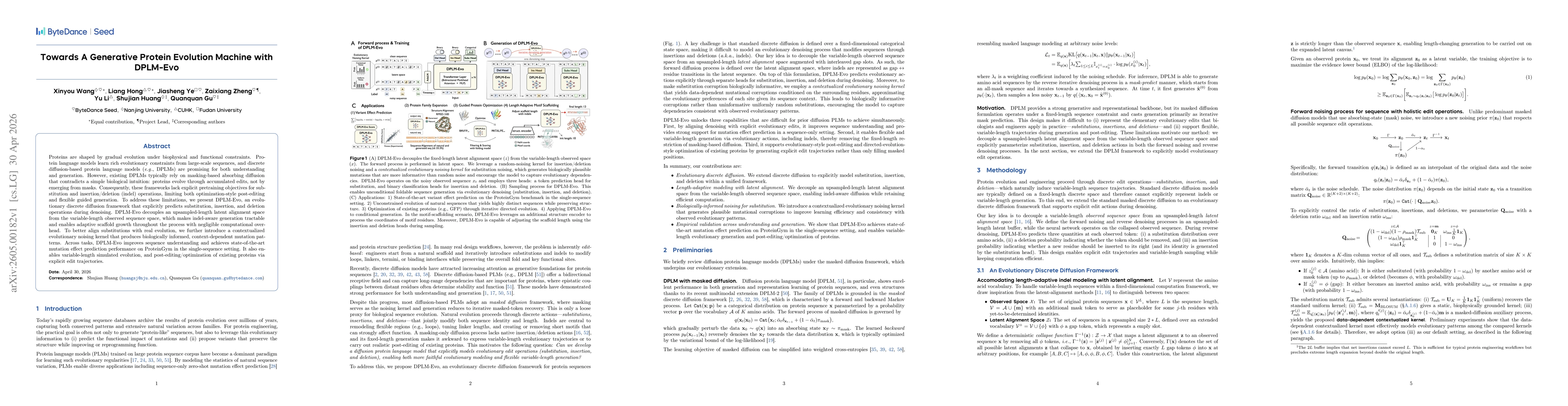 Thumbnail for Towards A Generative Protein Evolution Machine with DPLM-Evo