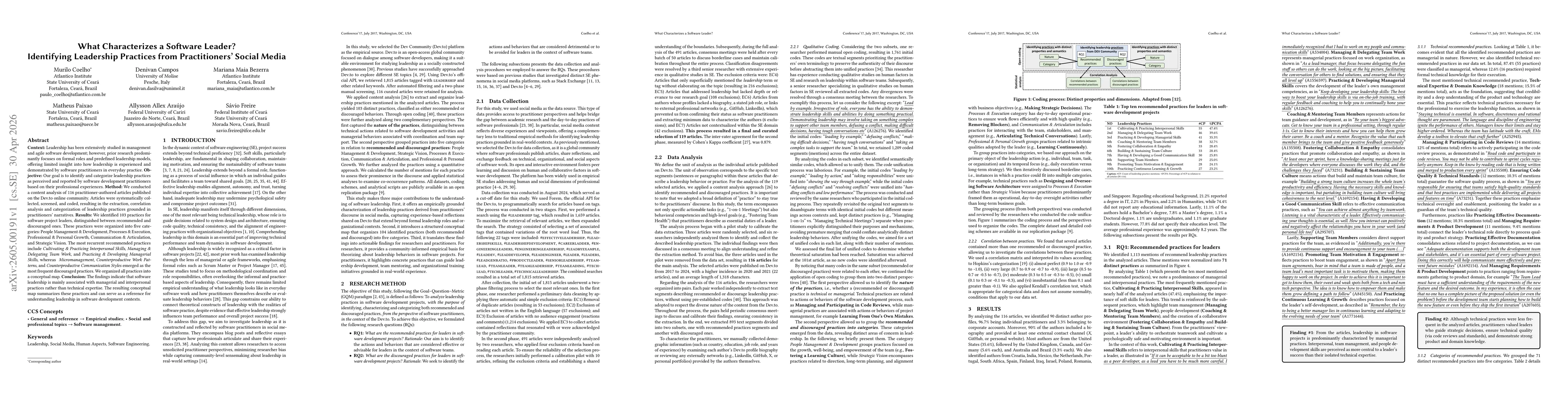 Thumbnail for What Characterizes a Software Leader? Identifying Leadership Practices from Practitioners Social Media