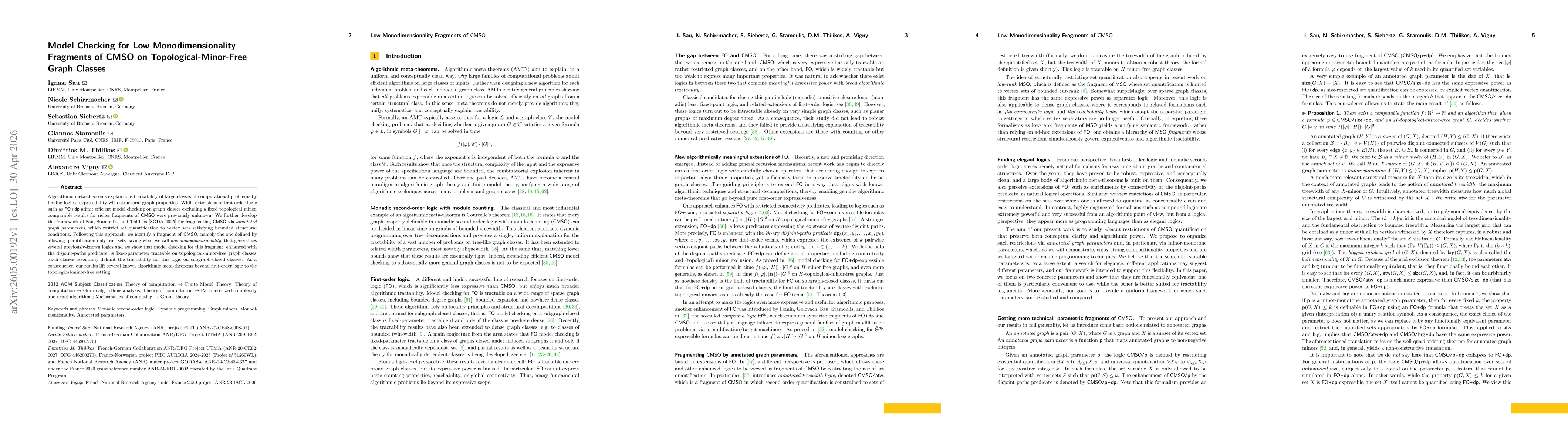 Thumbnail for Model Checking for Low Monodimensionality Fragments of CMSO on Topological-Minor-Free Graph Classes
