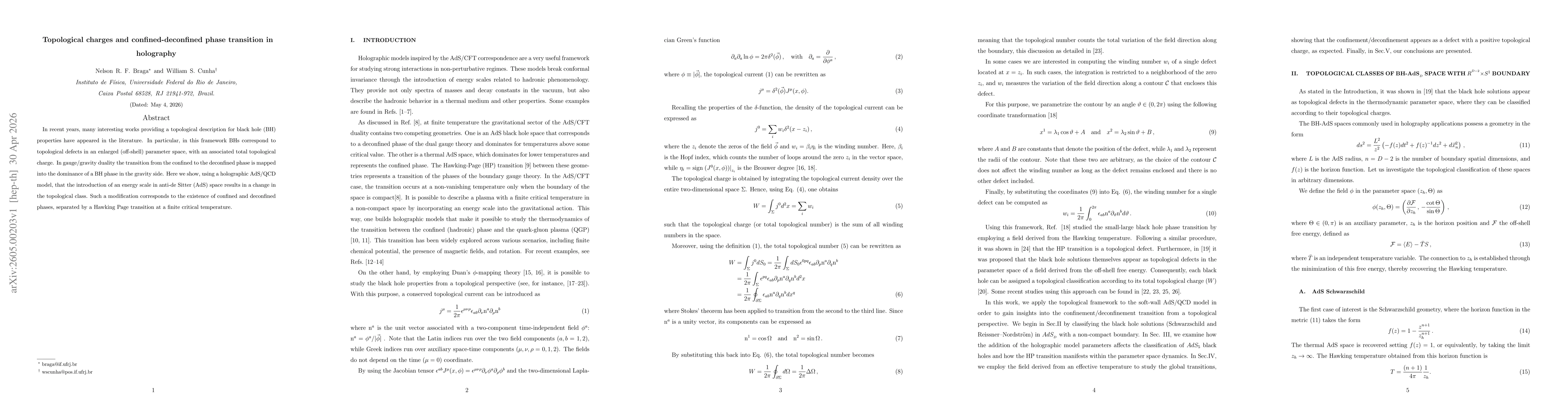 Thumbnail for Topological charges and confined-deconfined phase transition in holography