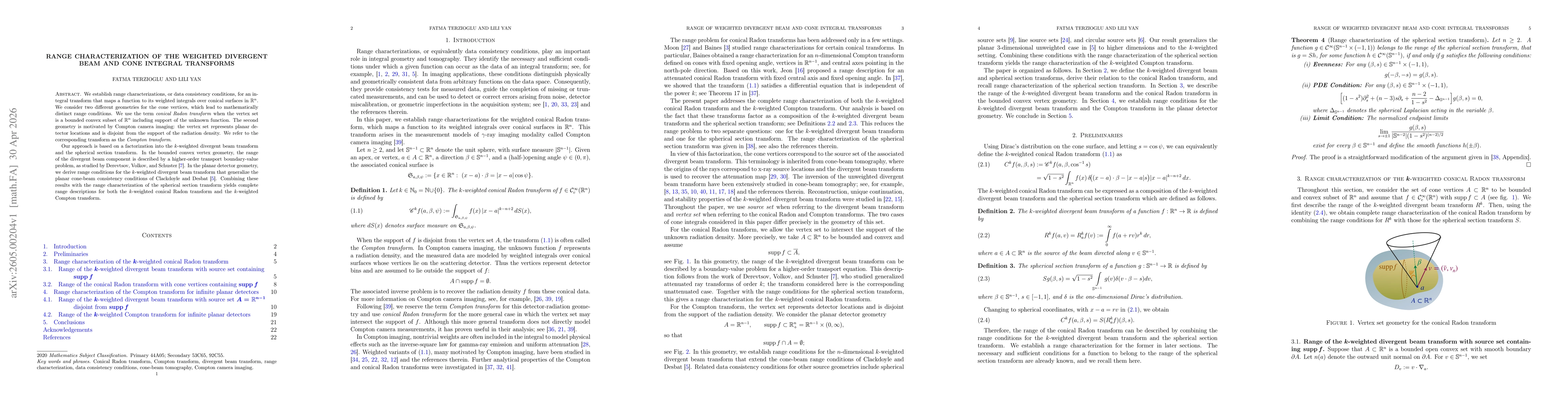 Thumbnail for Range characterization of the weighted divergent beam and cone integral transforms