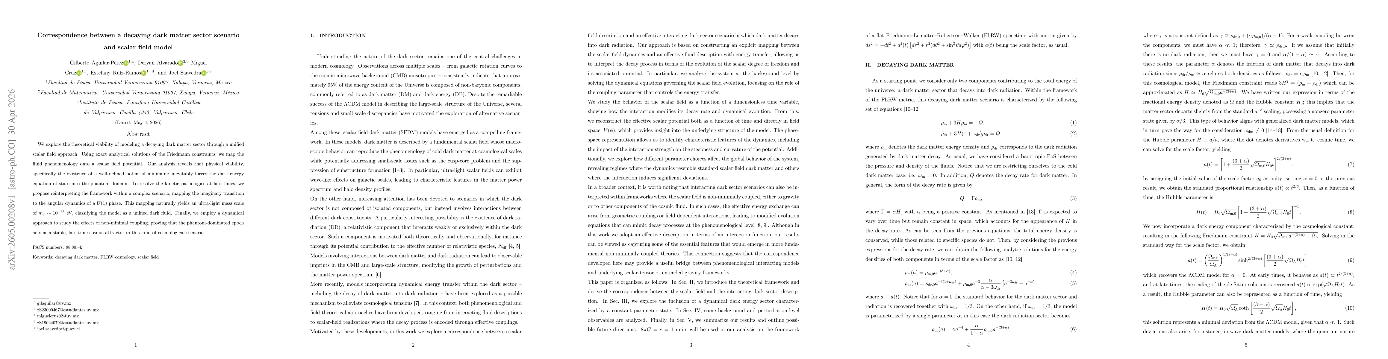 Thumbnail for Correspondence between a decaying dark matter sector scenario and scalar field model