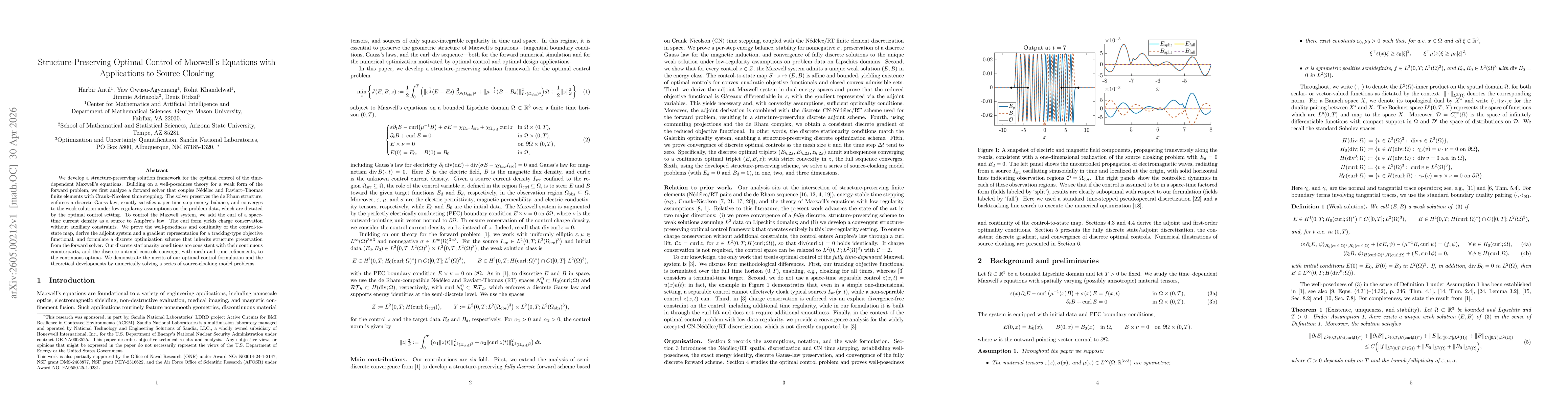 Thumbnail for Structure-Preserving Optimal Control of Maxwell's Equations with Applications to Source Cloaking