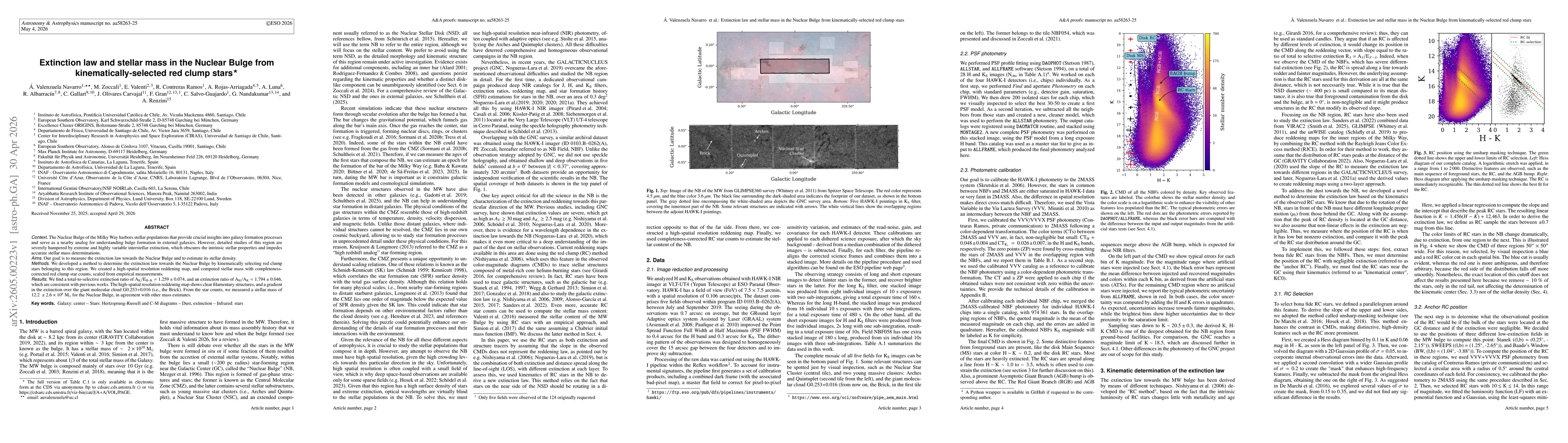 Thumbnail for Extinction law and stellar mass in the Nuclear Bulge from kinematically-selected red clump stars