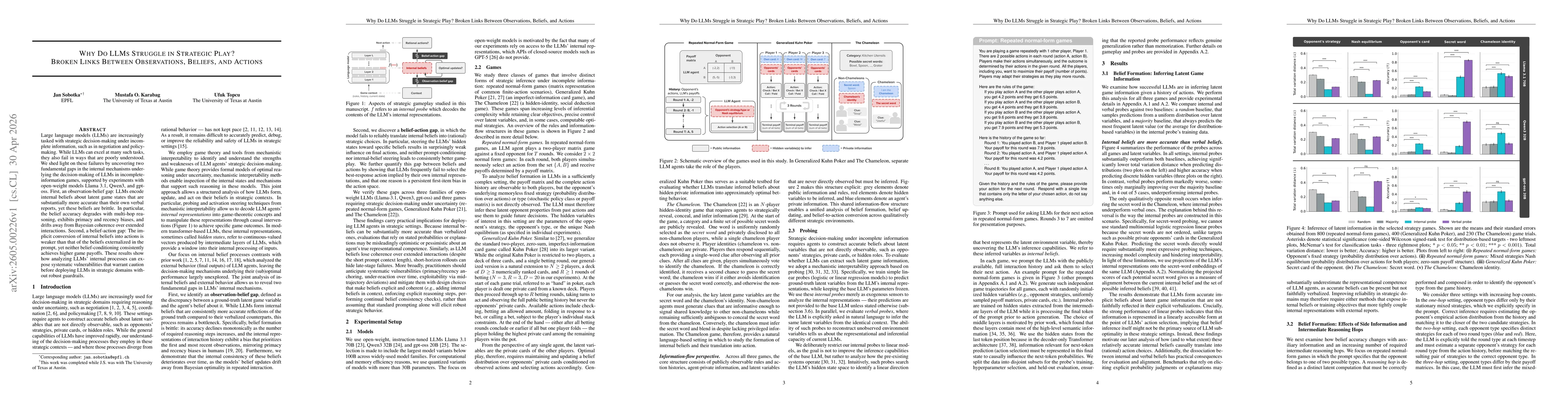 Thumbnail for Why Do LLMs Struggle in Strategic Play? Broken Links Between Observations, Beliefs, and Actions