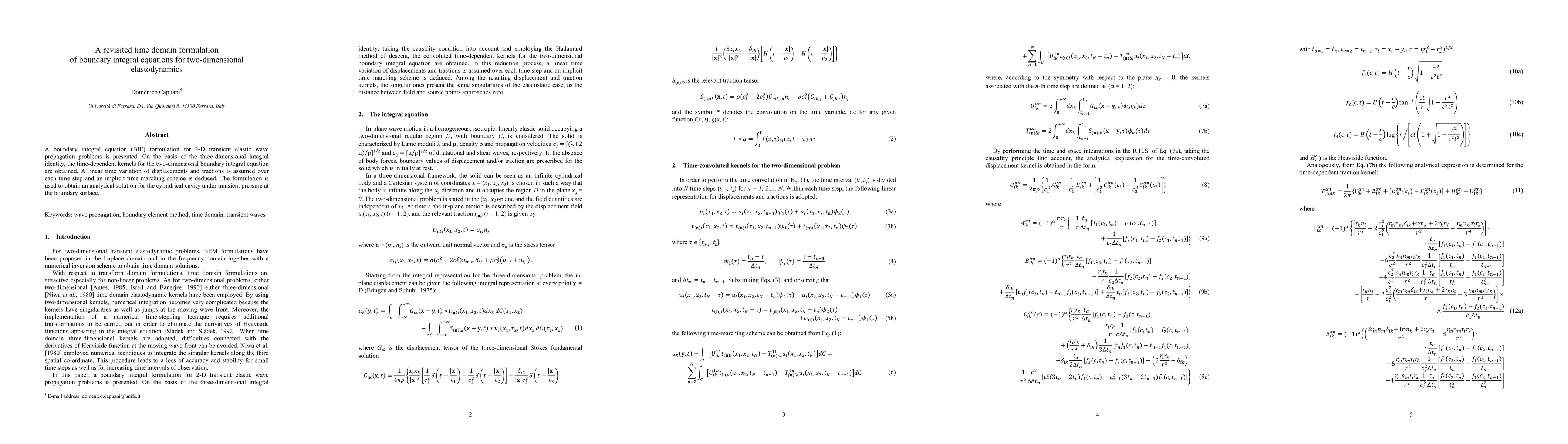 Thumbnail for A revisited time domain formulation of boundary integral equations for two-dimensional elastodynamics
