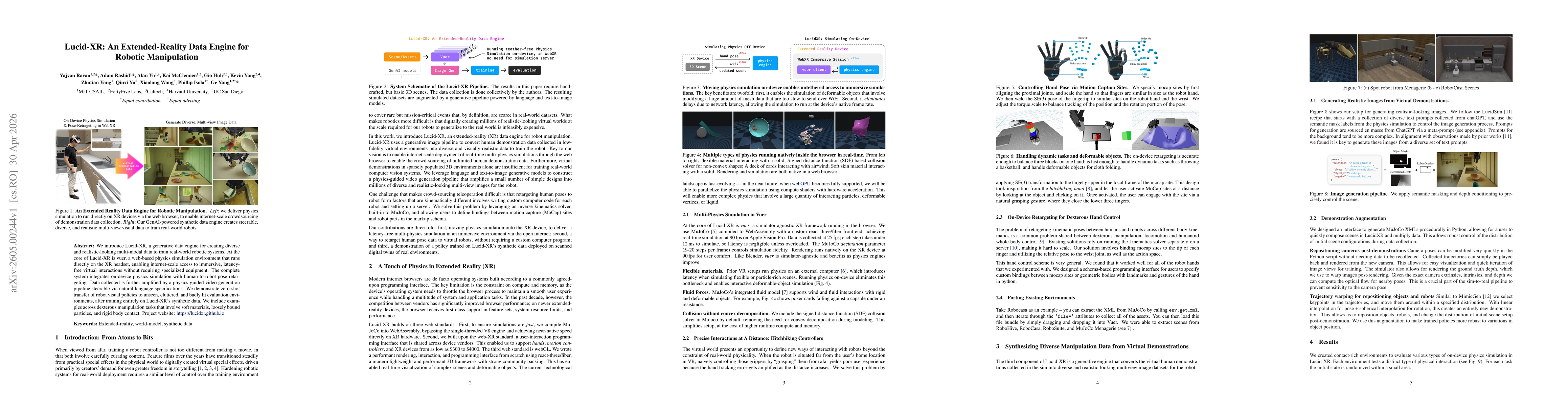 Thumbnail for Lucid-XR: An Extended-Reality Data Engine for Robotic Manipulation