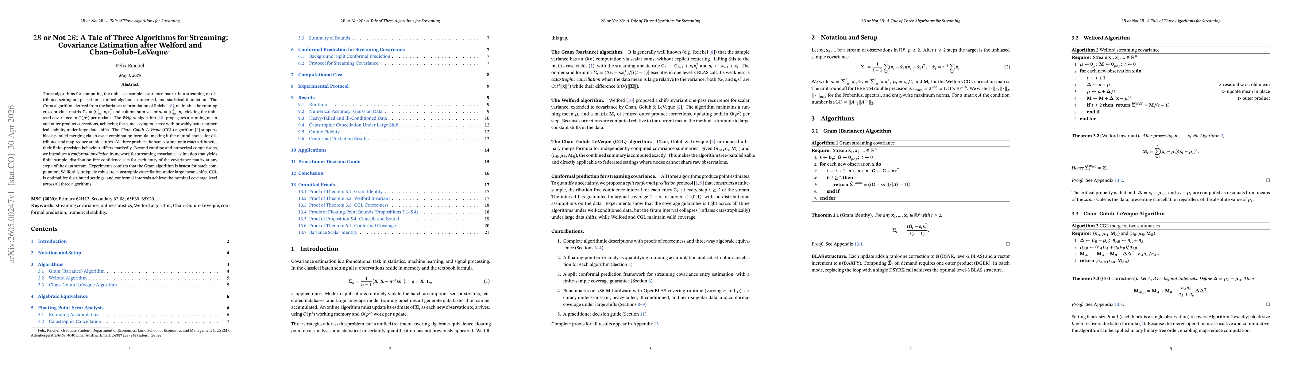 Thumbnail for $2B$ or Not $2B$: A Tale of Three Algorithms for Streaming: Covariance Estimation after Welford and Chan-Golub-LeVeque