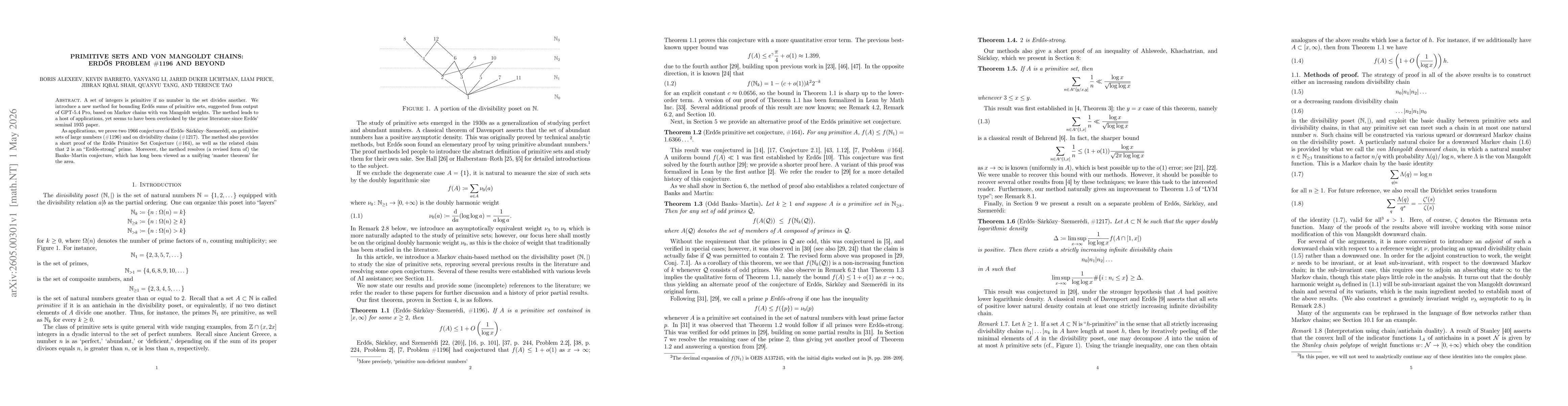 Thumbnail for Primitive sets and von Mangoldt chains: Erdős Problem #1196 and beyond
