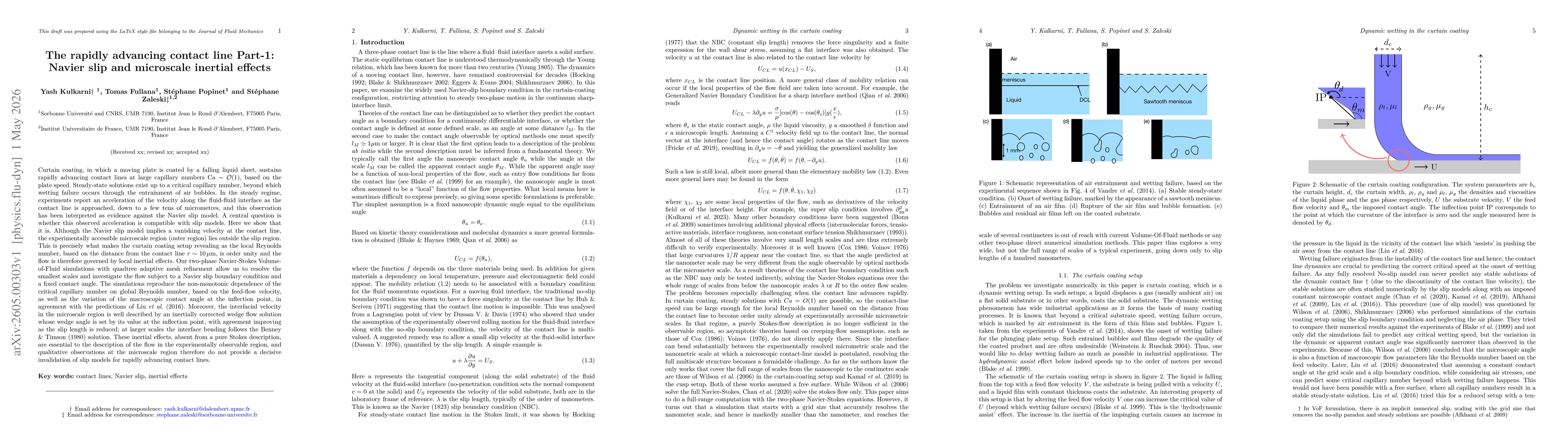 Thumbnail for The rapidly advancing contact line Part-1: Navier slip and microscale inertial effects