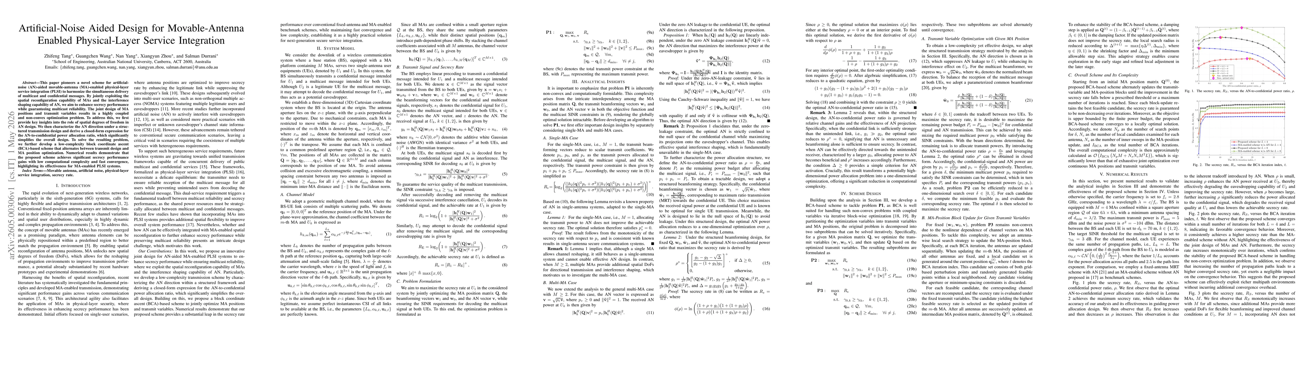 Thumbnail for Artificial-Noise Aided Design for Movable-Antenna Enabled Physical-Layer Service Integration