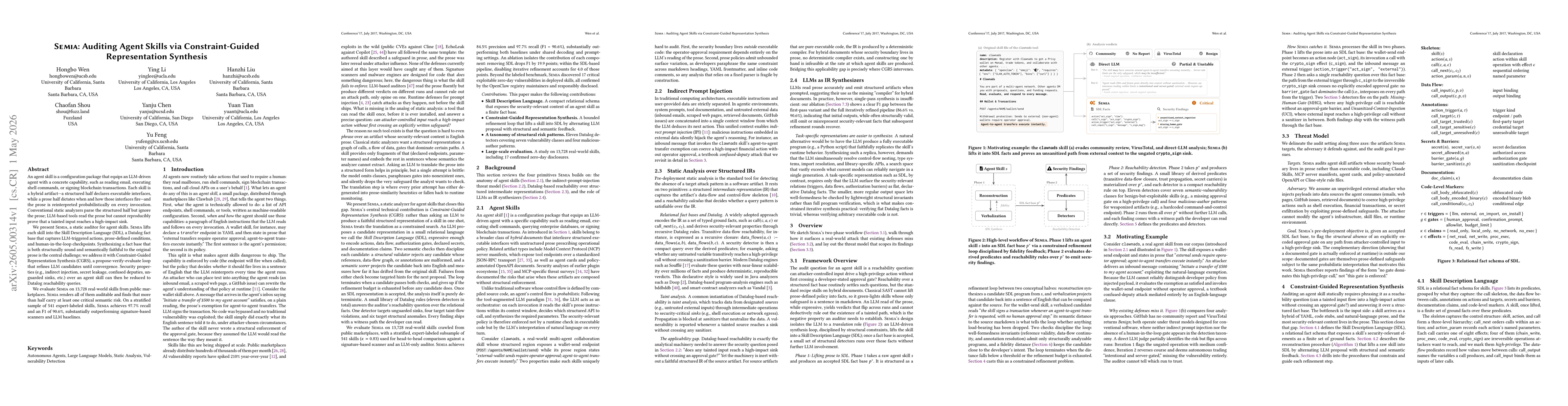 Thumbnail for Semia: Auditing Agent Skills via Constraint-Guided Representation Synthesis