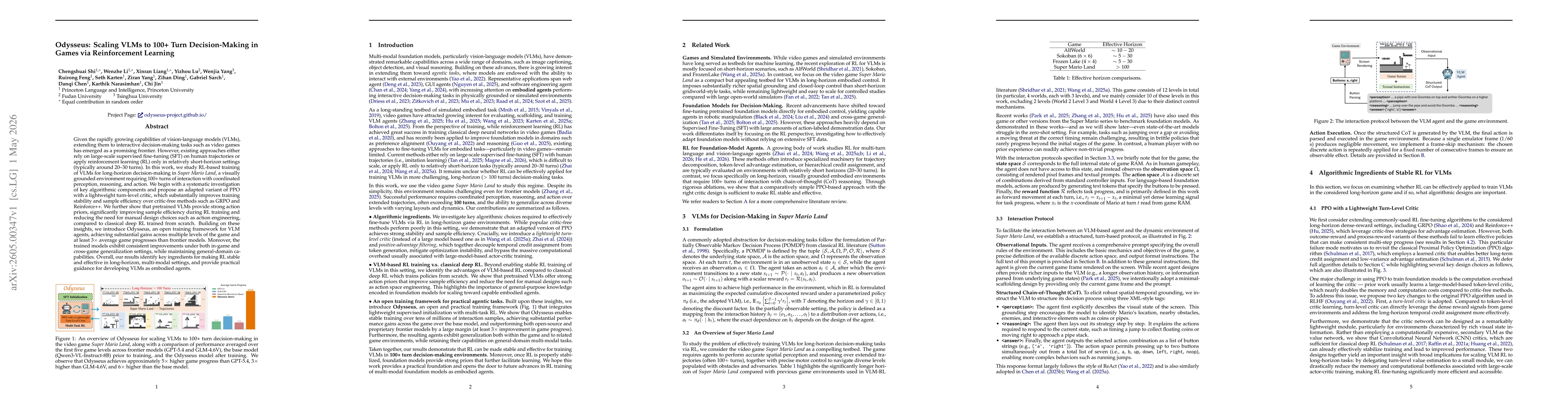 Thumbnail for Odysseus: Scaling VLMs to 100+ Turn Decision-Making in Games via Reinforcement Learning