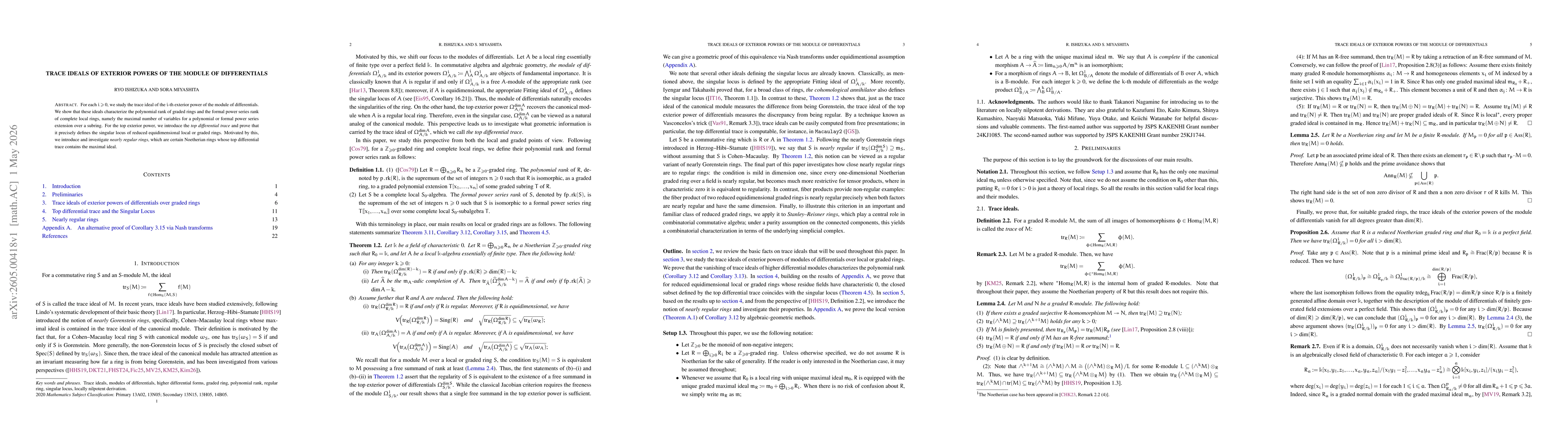 Thumbnail for Trace ideals of exterior powers of the module of differentials