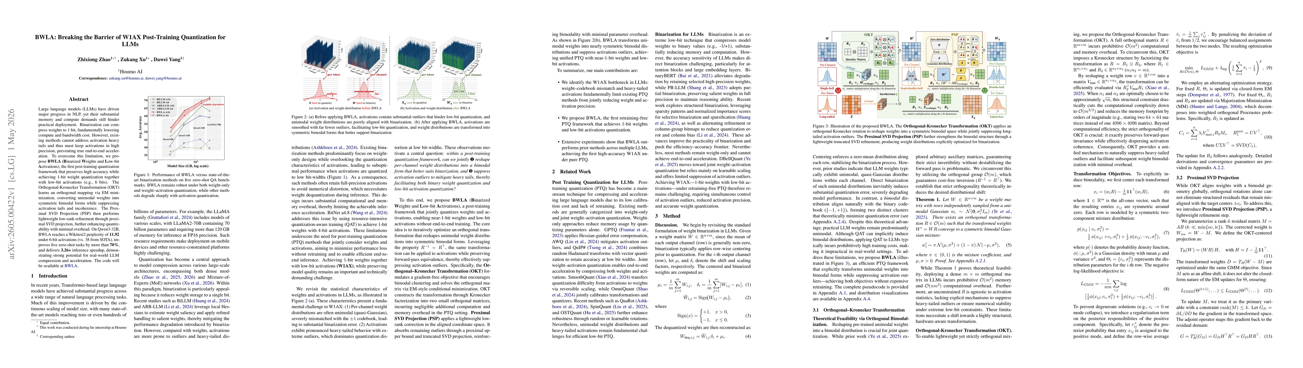 Thumbnail for BWLA: Breaking the Barrier of W1AX Post-Training Quantization for LLMs