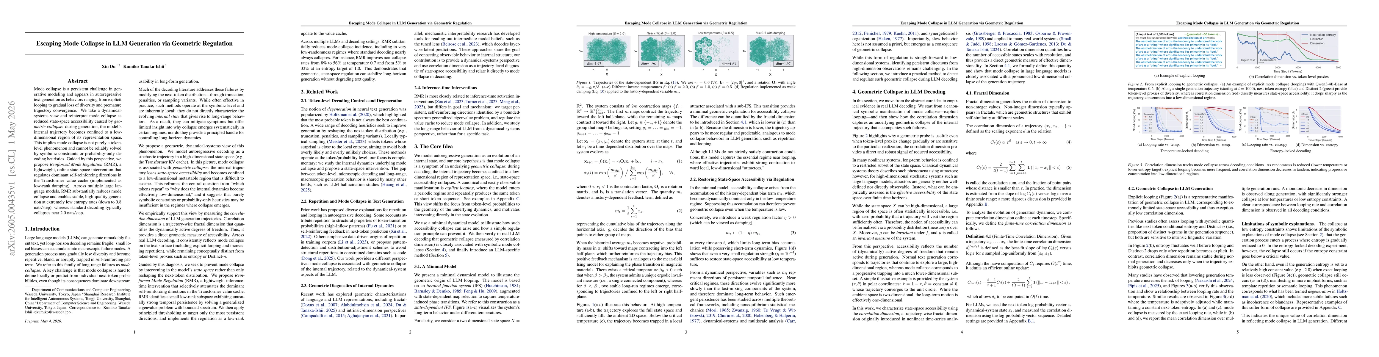 Thumbnail for Escaping Mode Collapse in LLM Generation via Geometric Regulation