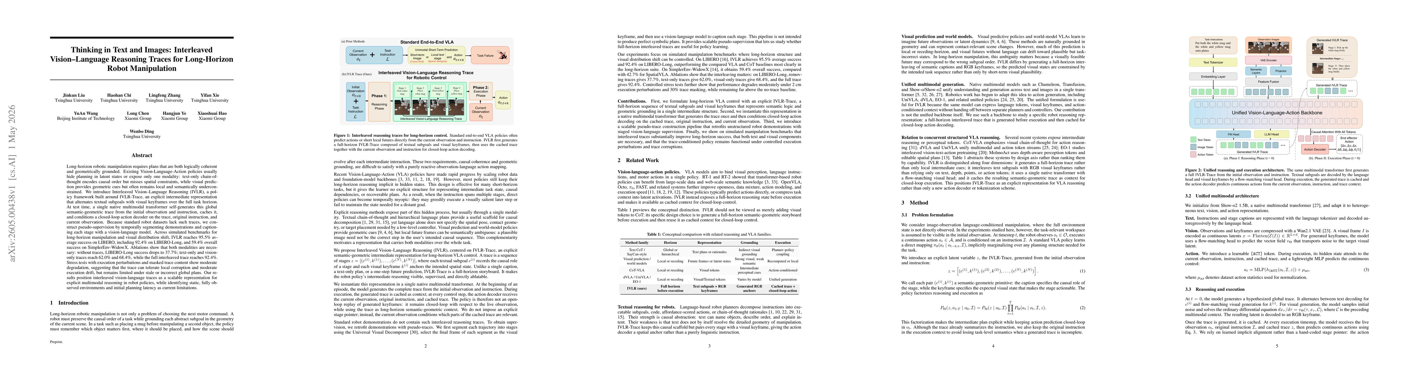 Thumbnail for Thinking in Text and Images: Interleaved Vision--Language Reasoning Traces for Long-Horizon Robot Manipulation