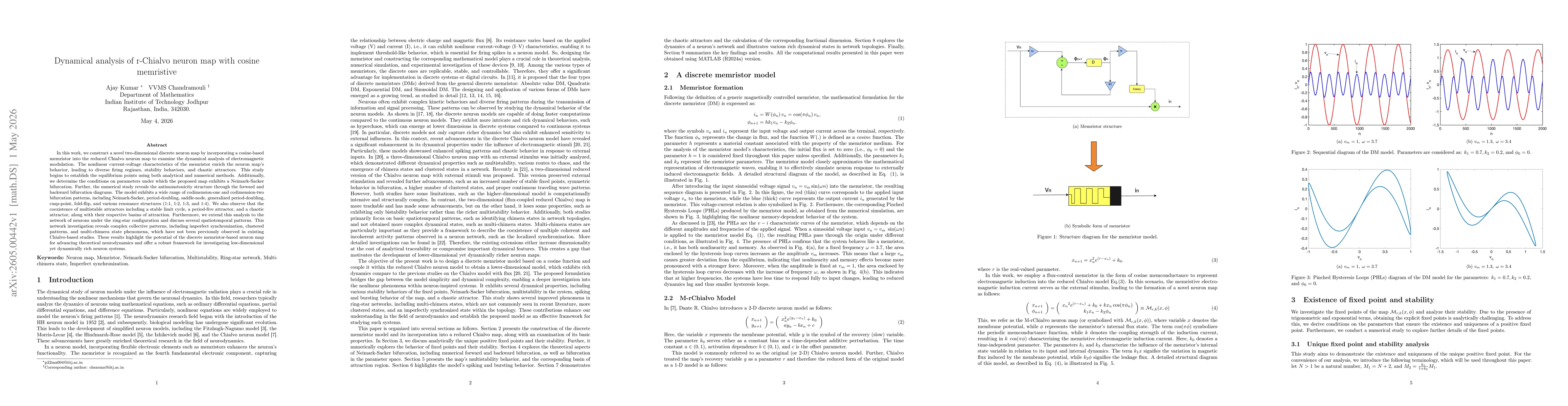 Thumbnail for Dynamical analysis of r-Chialvo neuron map with cosine memristive