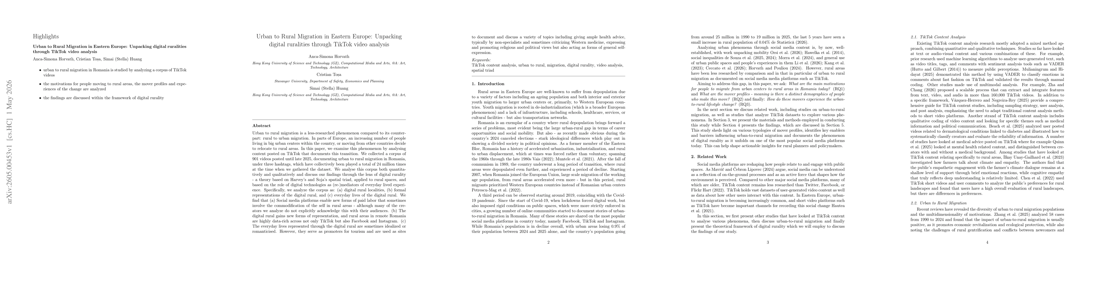 Thumbnail for Urban to Rural Migration in Eastern Europe: Unpacking digital ruralities through TikTok video analysis