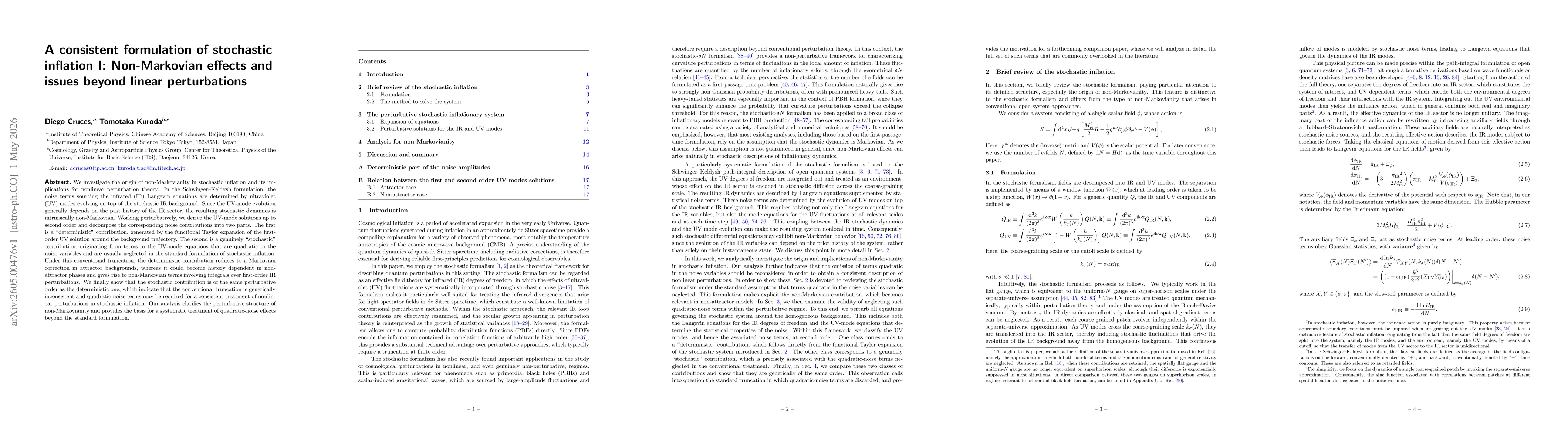 Thumbnail for A consistent formulation of stochastic inflation I: Non-Markovian effects and issues beyond linear perturbations