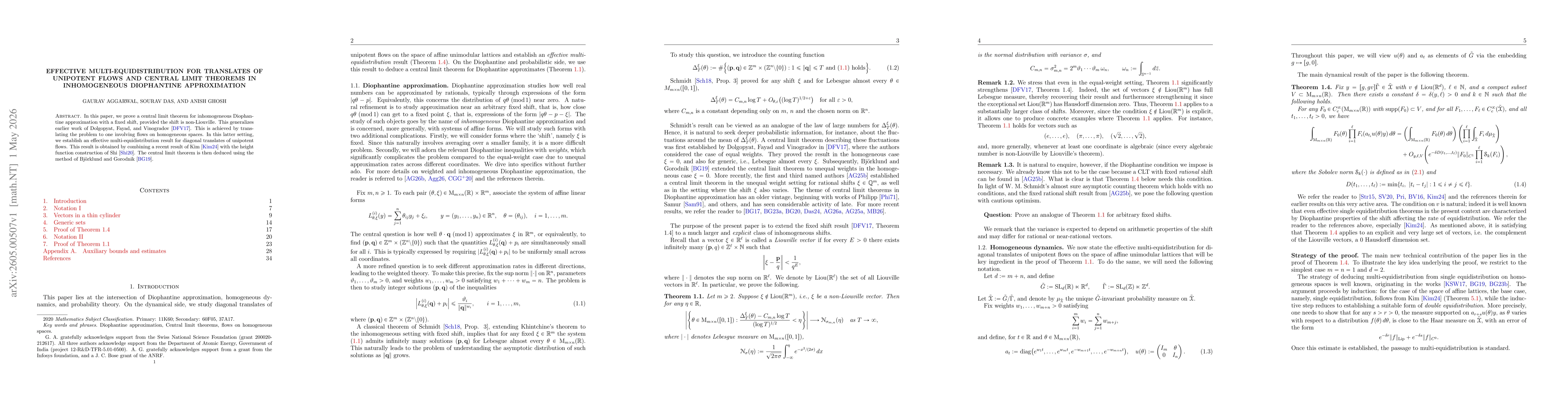 Thumbnail for Effective multi-equidistribution for translates of unipotent flows and Central limit theorems in inhomogeneous Diophantine approximation