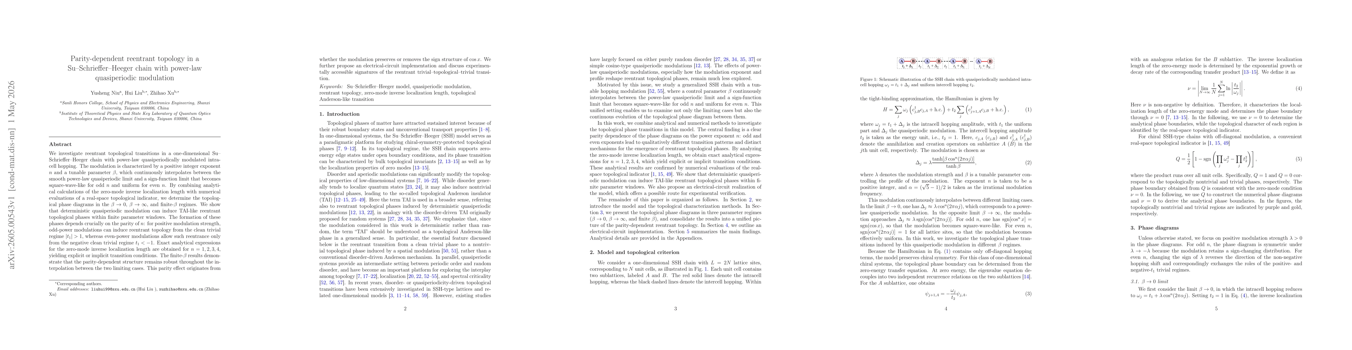 Thumbnail for Parity-dependent reentrant topology in a Su--Schrieffer--Heeger chain with power-law quasiperiodic modulation