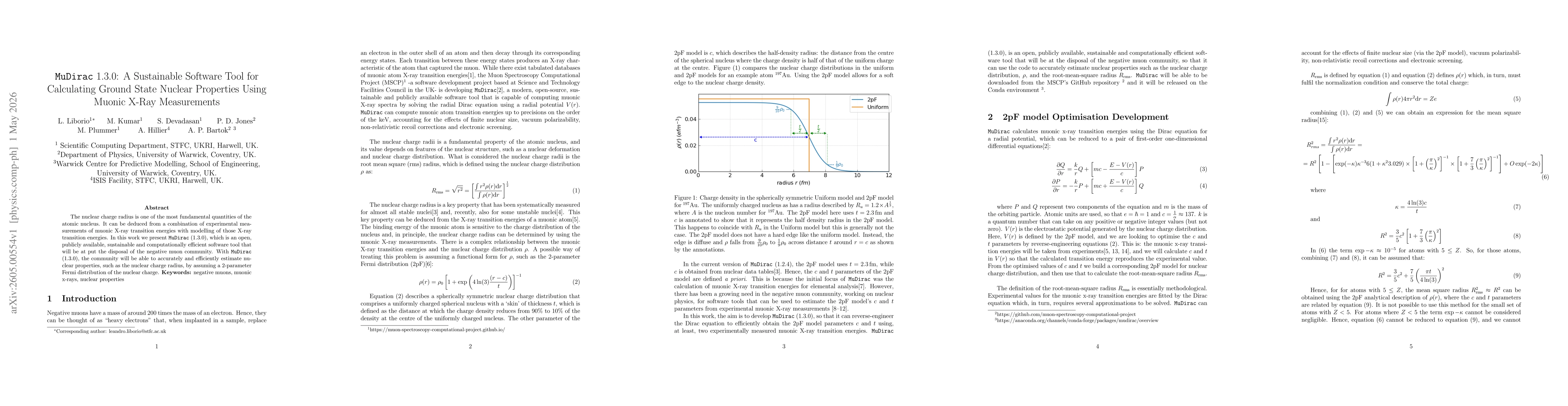 Thumbnail for MuDirac 1.3.0: A Sustainable Software Tool for Calculating Ground State Nuclear Properties Using Muonic X-Ray Measurements