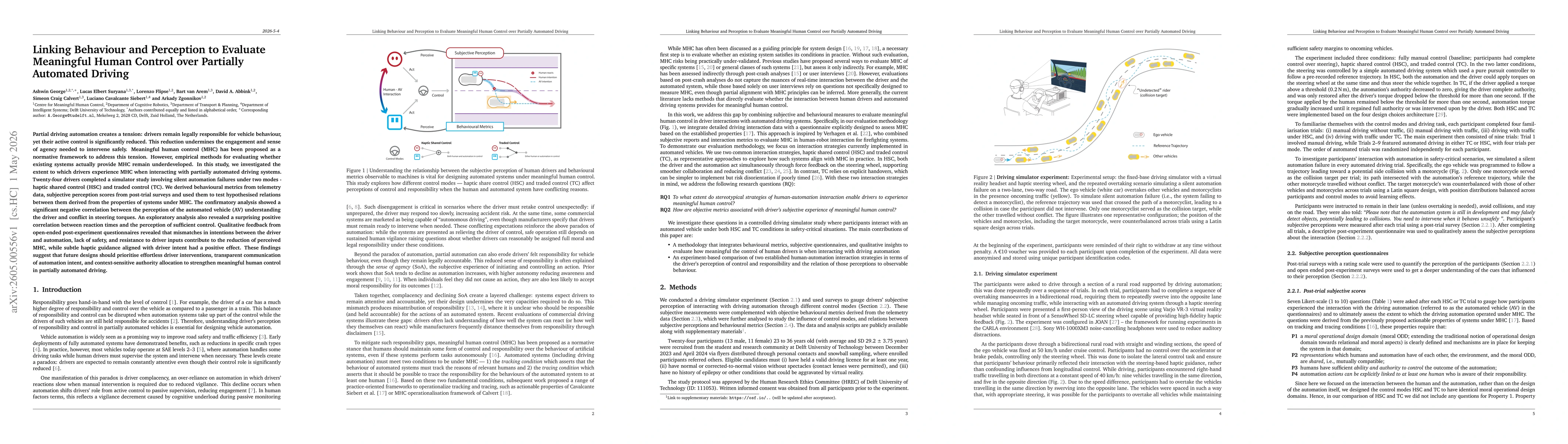 Thumbnail for Linking Behaviour and Perception to Evaluate Meaningful Human Control over Partially Automated Driving