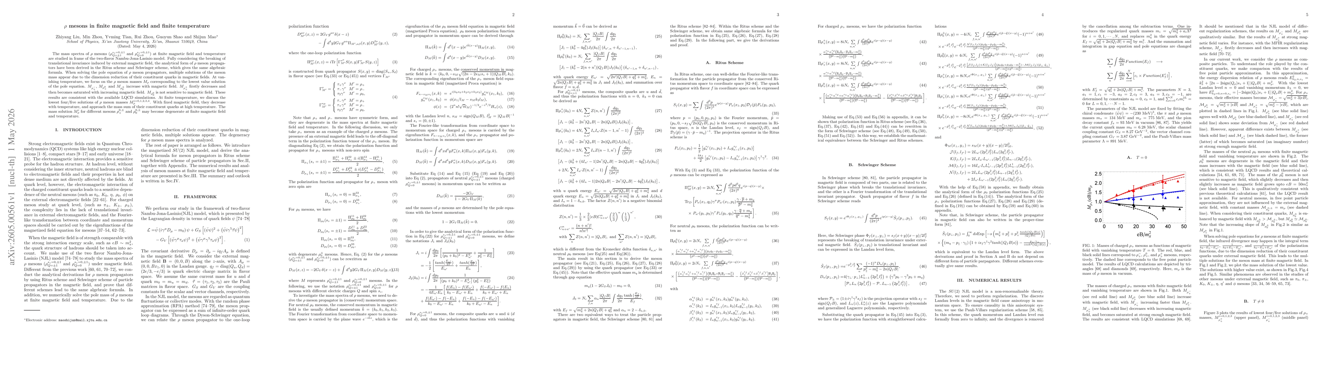 Thumbnail for $ρ$ mesons in finite magnetic field and finite temperature
