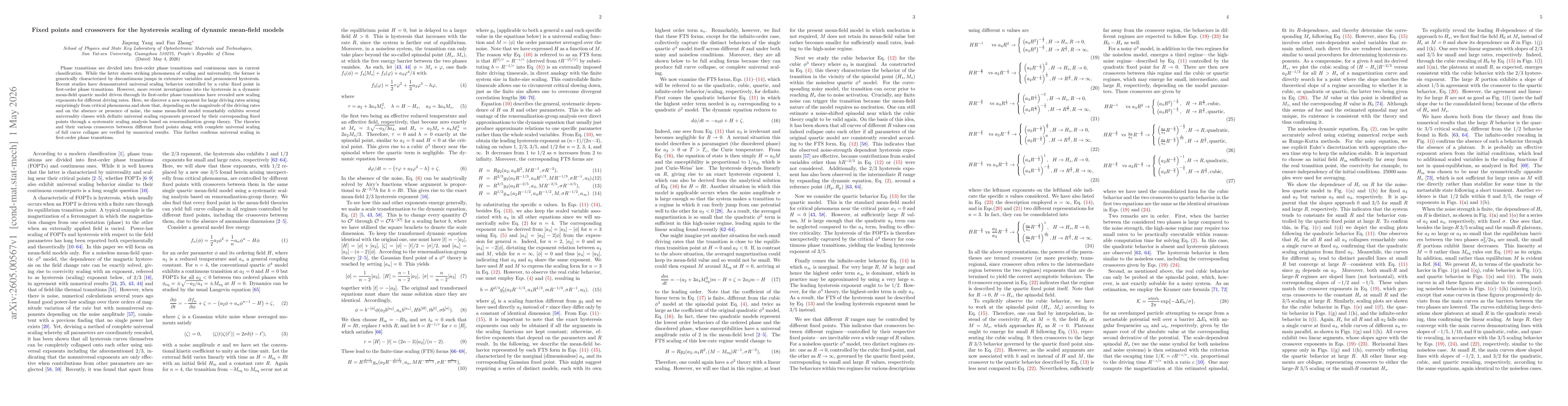 Thumbnail for Fixed points and crossovers for the hysteresis scaling of dynamic mean-field models