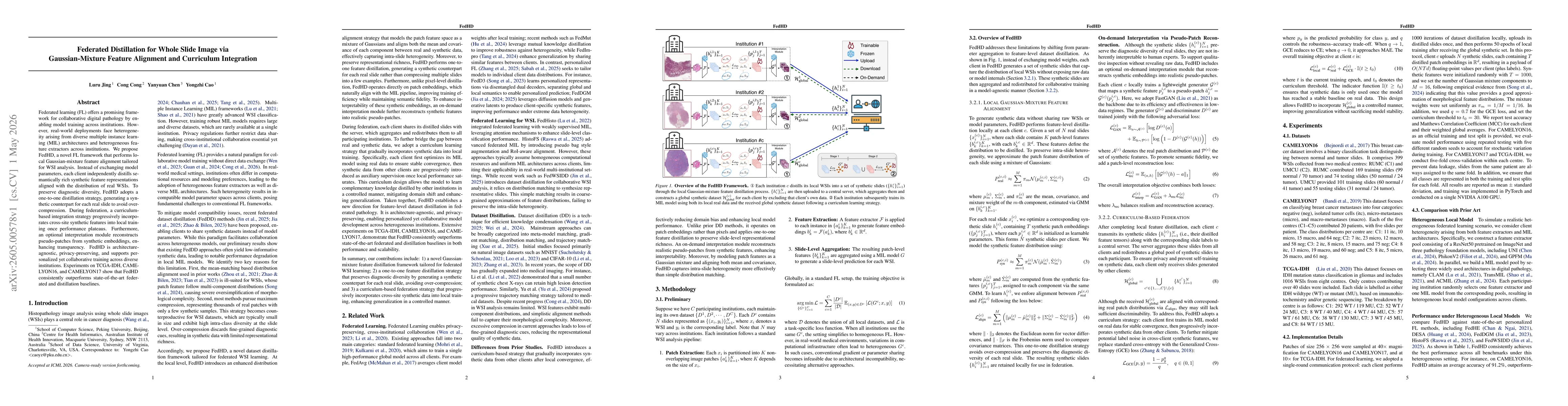 Thumbnail for Federated Distillation for Whole Slide Image via Gaussian-Mixture Feature Alignment and Curriculum Integration