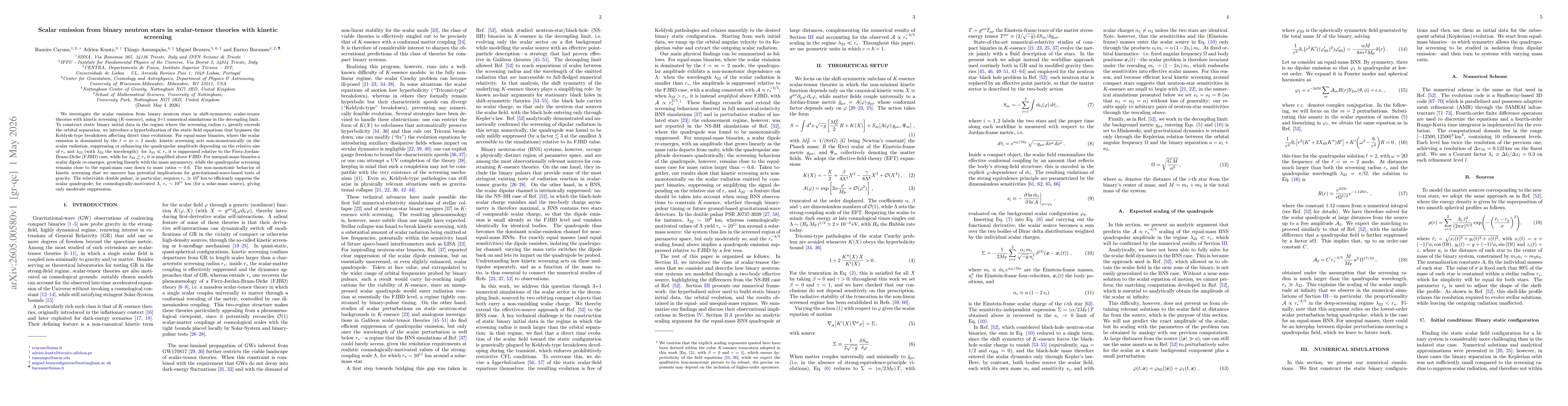 Thumbnail for Scalar emission from binary neutron stars in scalar-tensor theories with kinetic screening