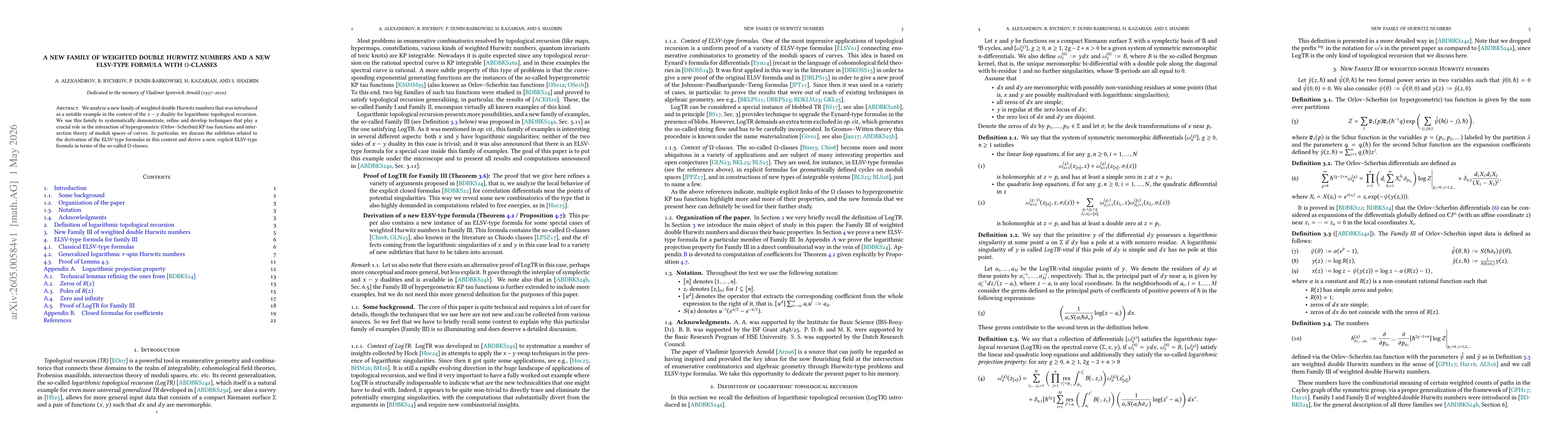 Thumbnail for A new family of weighted double Hurwitz numbers and a new ELSV-type formula with $Ω$-classes
