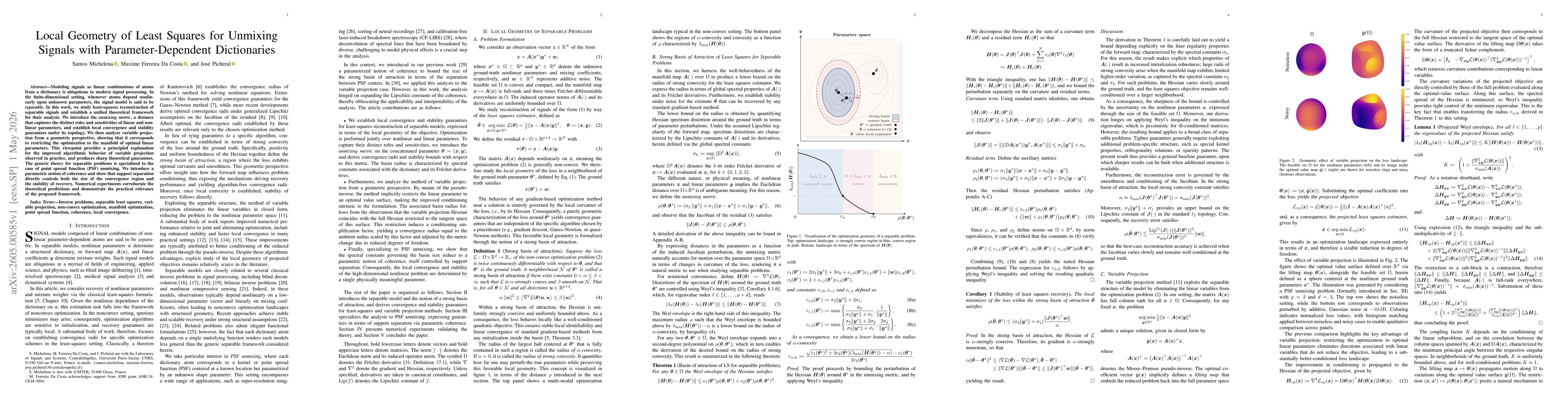 Thumbnail for Local Geometry of Least Squares for Unmixing Signals with Parameter-Dependent Dictionaries