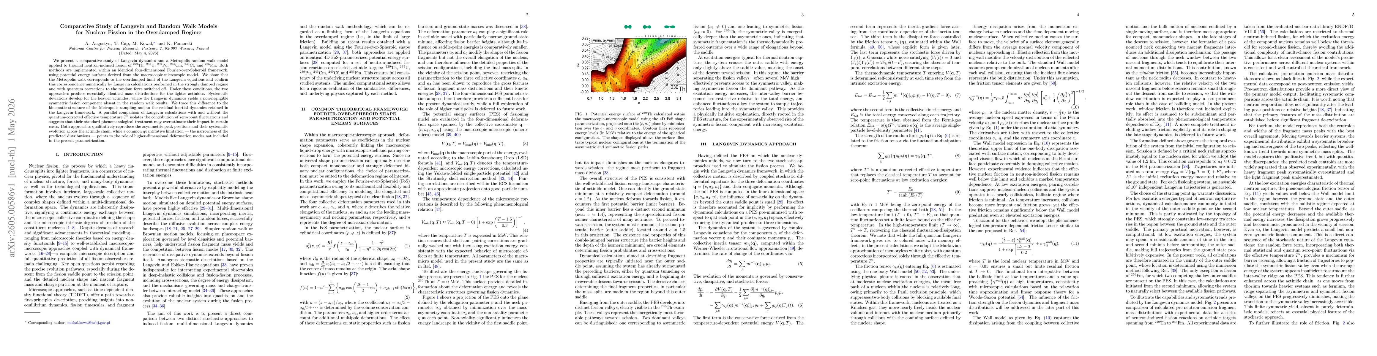 Thumbnail for Comparative Study of Langevin and Random Walk Models for Nuclear Fission in the Overdamped Regime