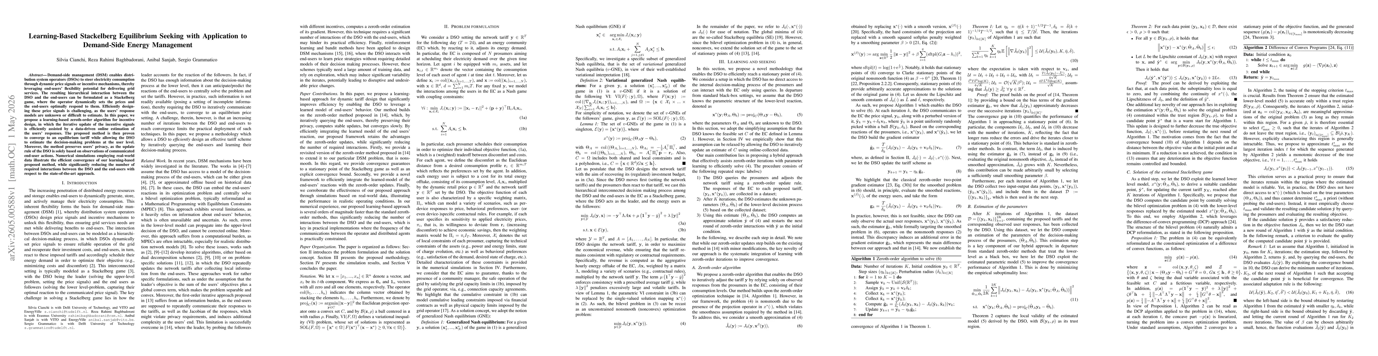 Thumbnail for Learning-Based Stackelberg Equilibrium Seeking with Application to Demand-Side Energy Management