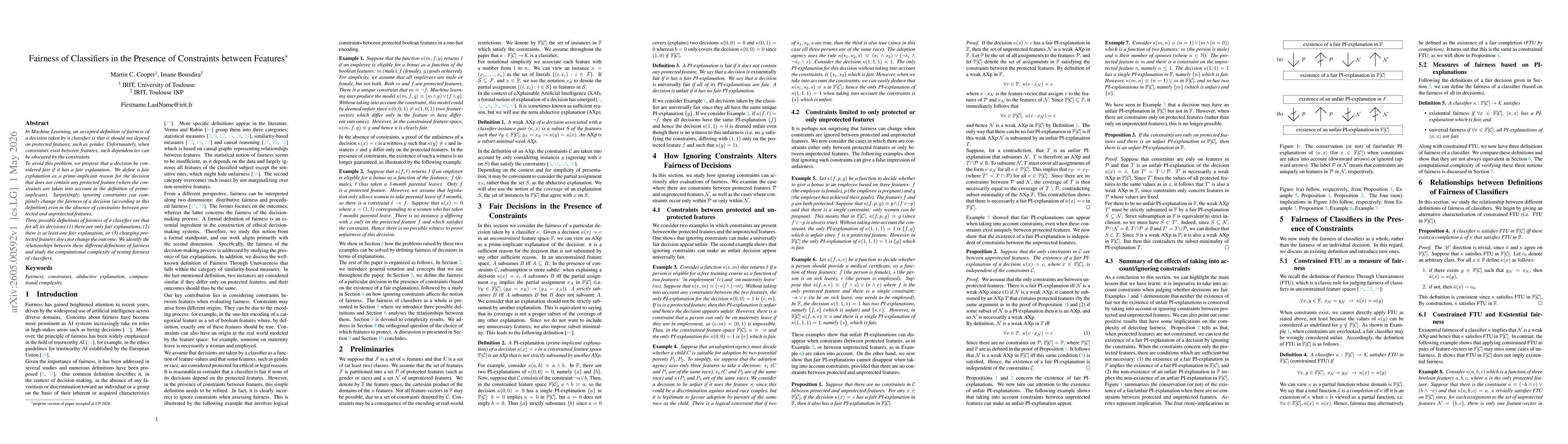Thumbnail for Fairness of Classifiers in the Presence of Constraints between Features