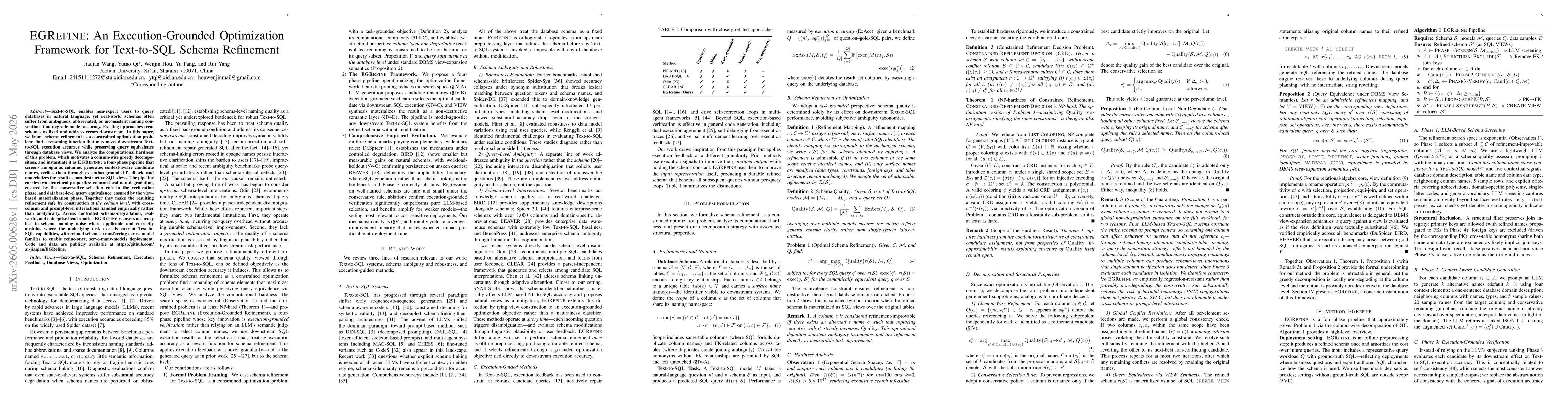 Thumbnail for EGREFINE: An Execution-Grounded Optimization Framework for Text-to-SQL Schema Refinement