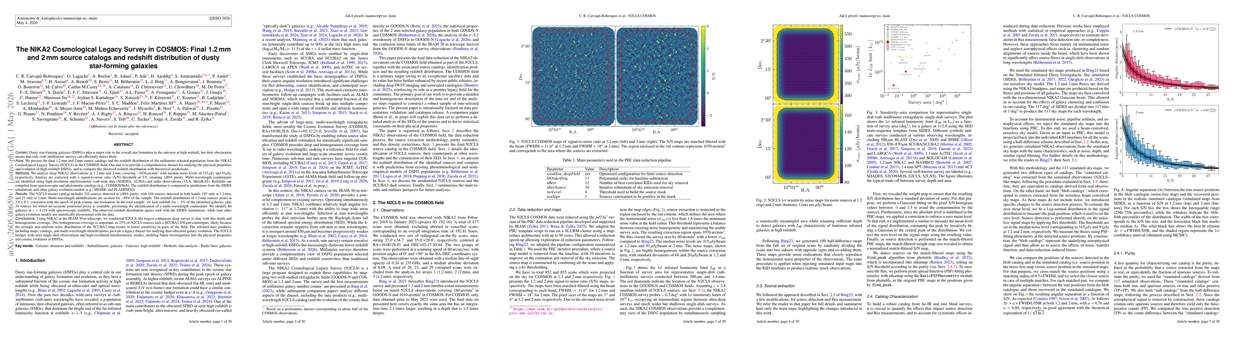 Thumbnail for The NIKA2 Cosmological Legacy Survey in COSMOS: Final 1.2mm and 2mm source catalogs and redshift distribution of dusty star-forming galaxies