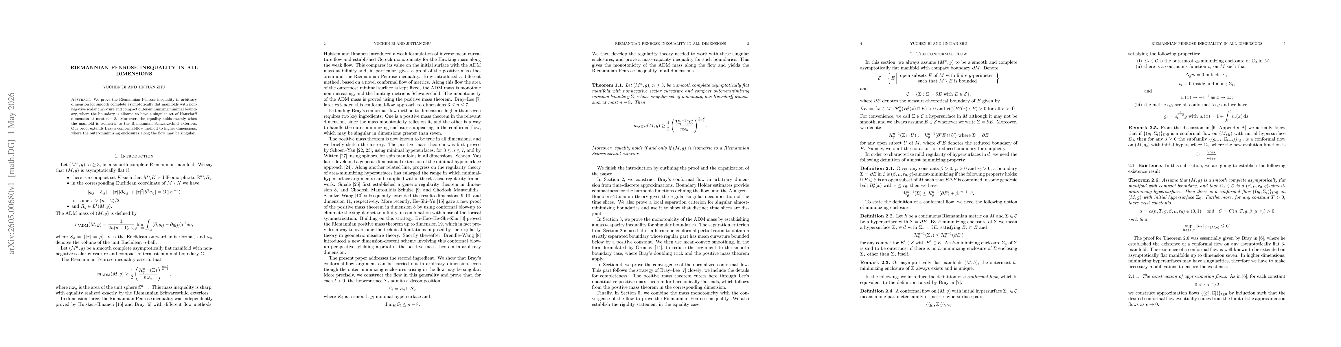 Thumbnail for Riemannian Penrose inequality in all dimensions