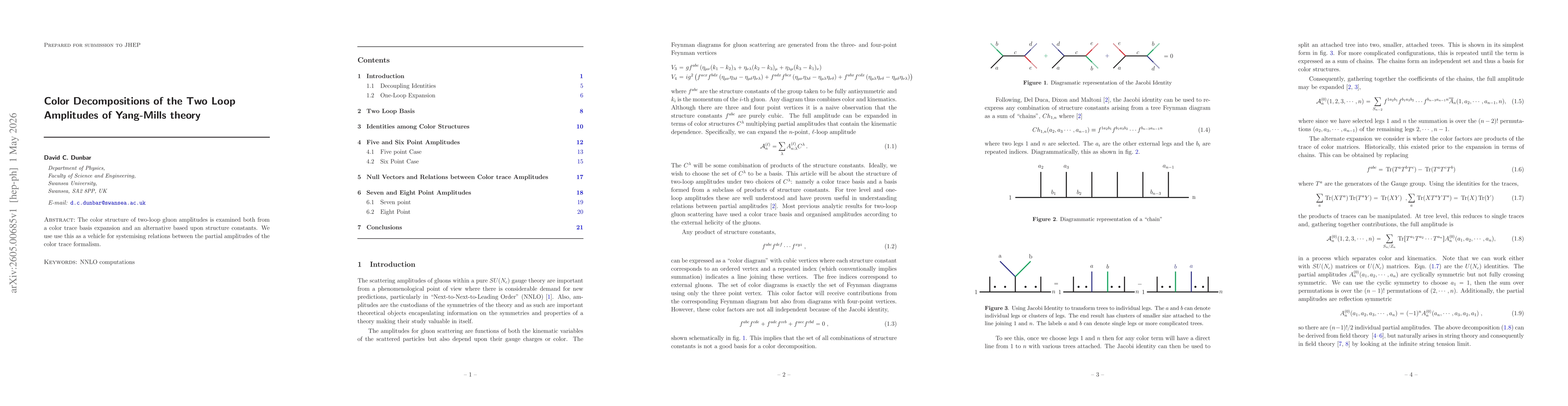 Thumbnail for Color Decompositions of the Two Loop Amplitudes of Yang-Mills theory