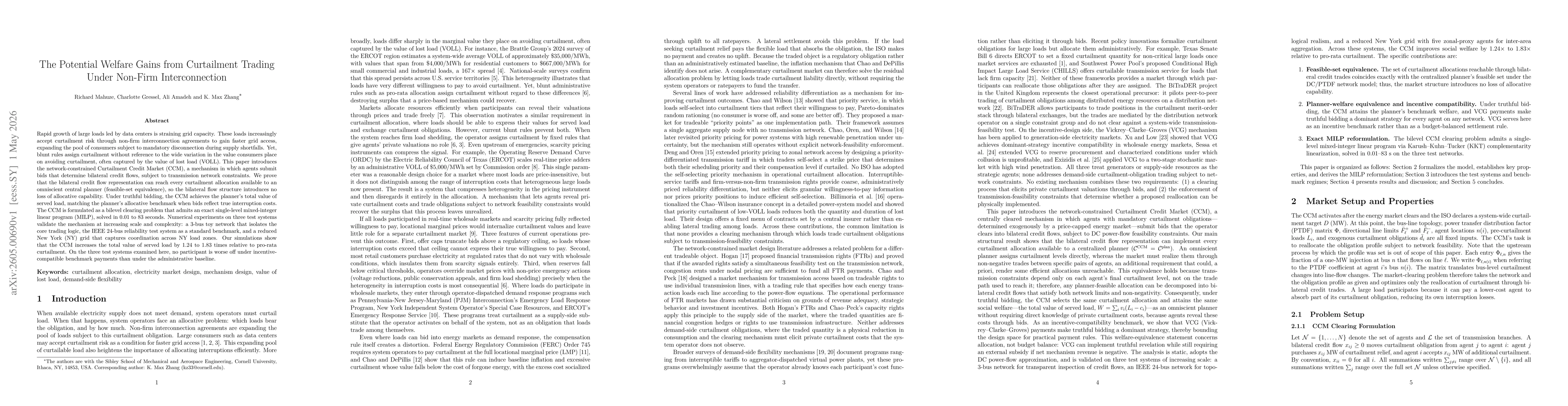 Thumbnail for The Potential Welfare Gains from Curtailment Trading Under Non-Firm Interconnection