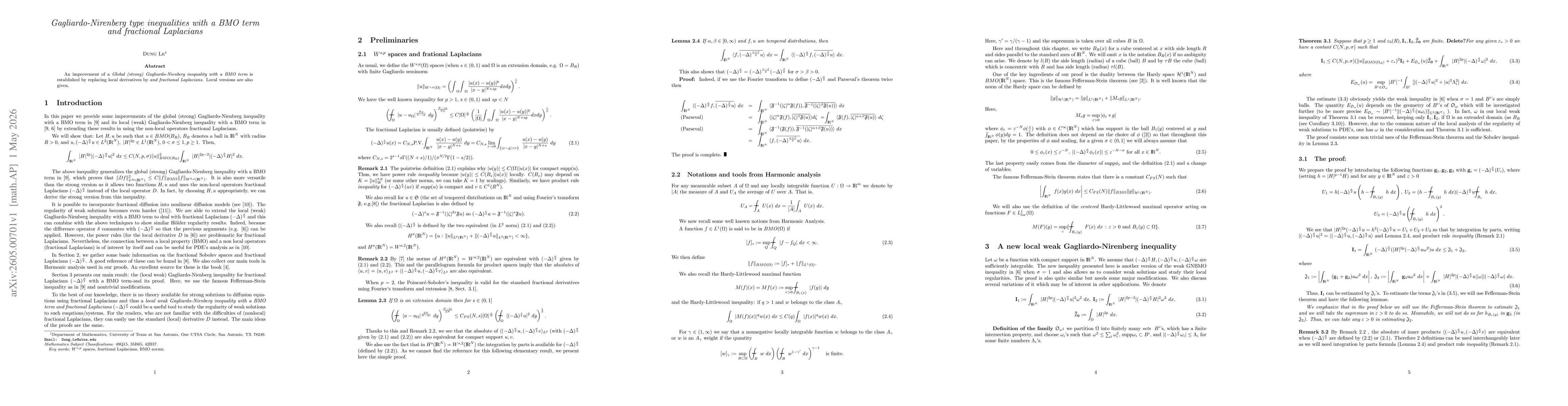 Thumbnail for Gagliardo-Nirenberg type inequalities with a BMO term and fractional Laplacians