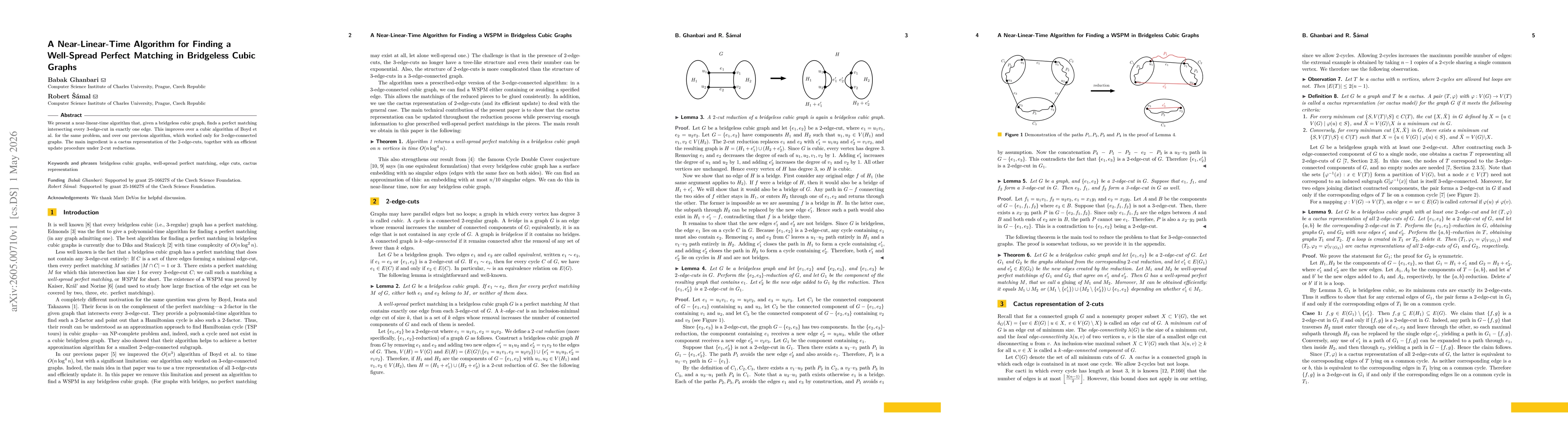 Thumbnail for A Near-Linear-Time Algorithm for Finding a Well-Spread Perfect Matching in Bridgeless Cubic Graphs