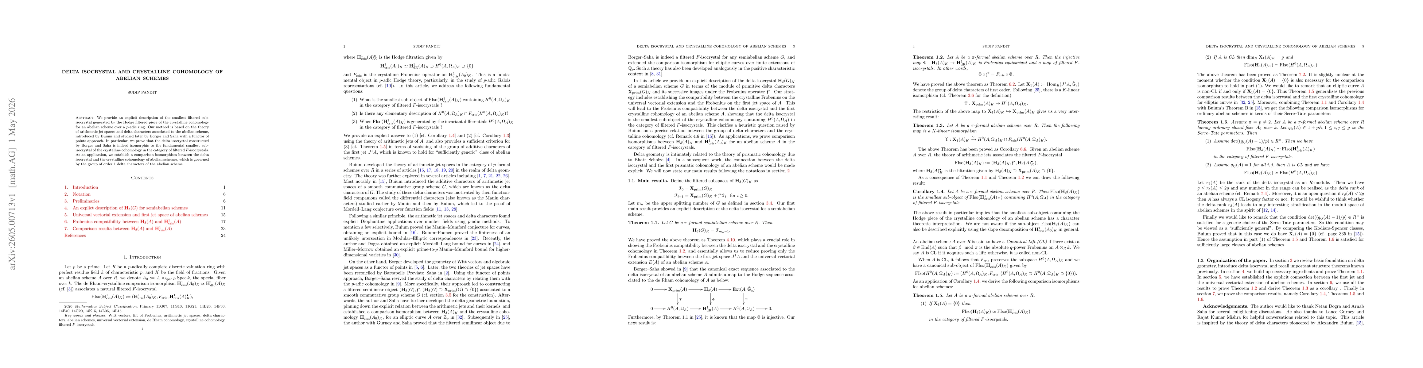 Thumbnail for Delta characters and crystalline cohomology of abelian schemes