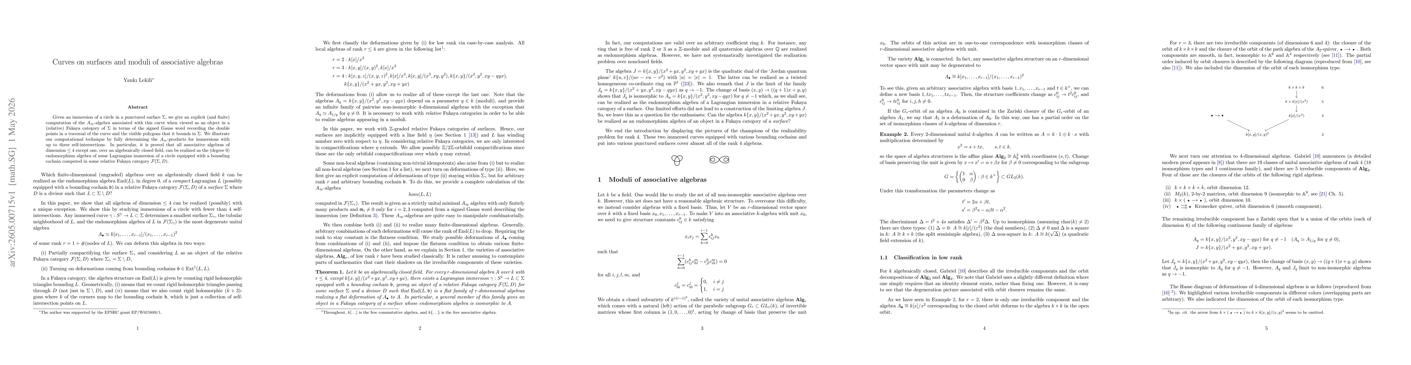 Thumbnail for Curves on surfaces and moduli of associative algebras