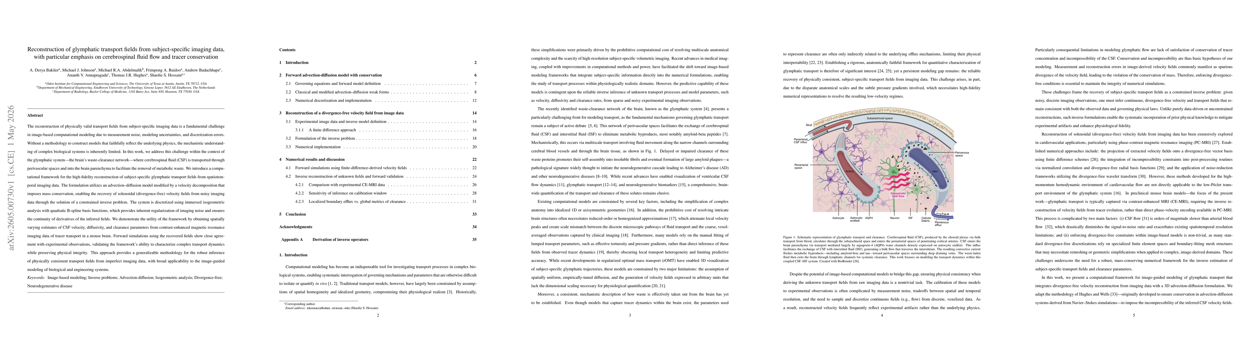 Thumbnail for Reconstruction of glymphatic transport fields from subject-specific imaging data, with particular emphasis on cerebrospinal fluid flow and tracer conservation