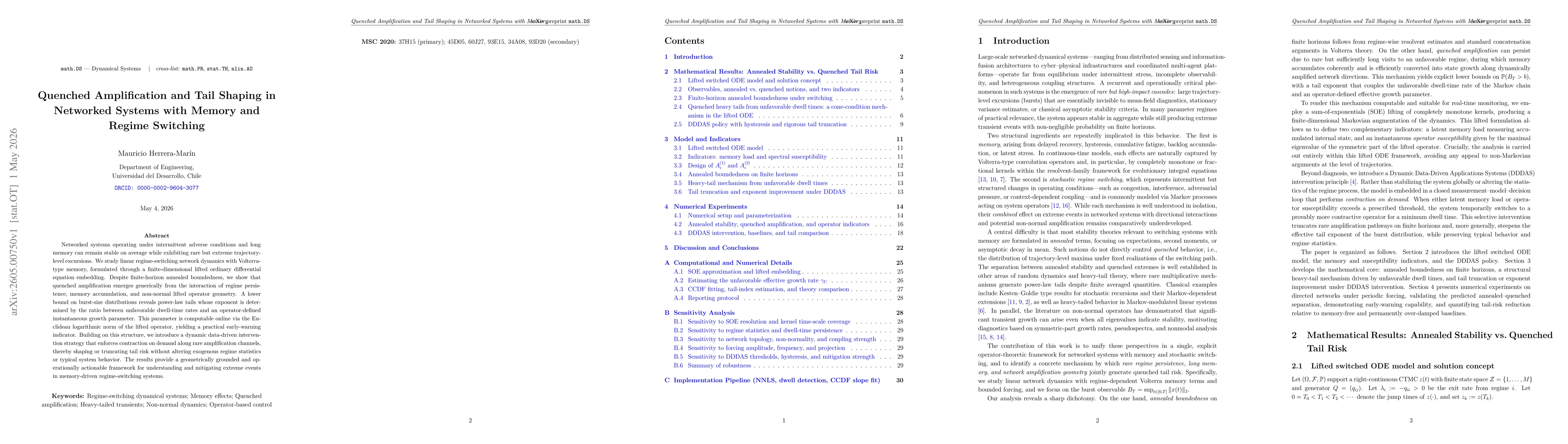 Thumbnail for Quenched Amplification and Tail Shaping in Networked Systems with Memory and Regime Switching