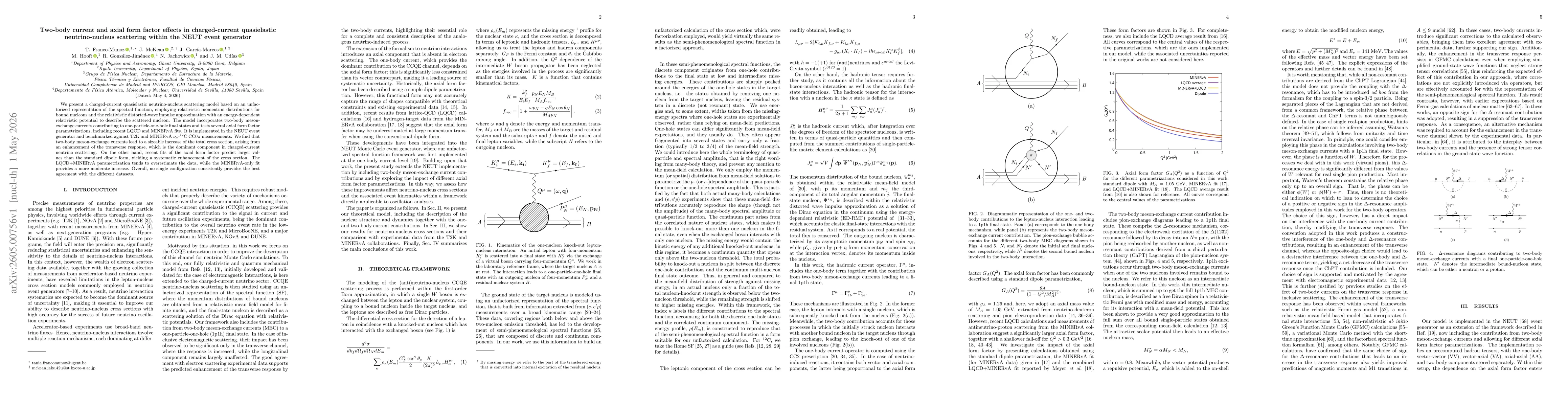 Thumbnail for Two-body current and axial form factor effects in charged-current quasielastic neutrino-nucleus scattering within the NEUT event generator